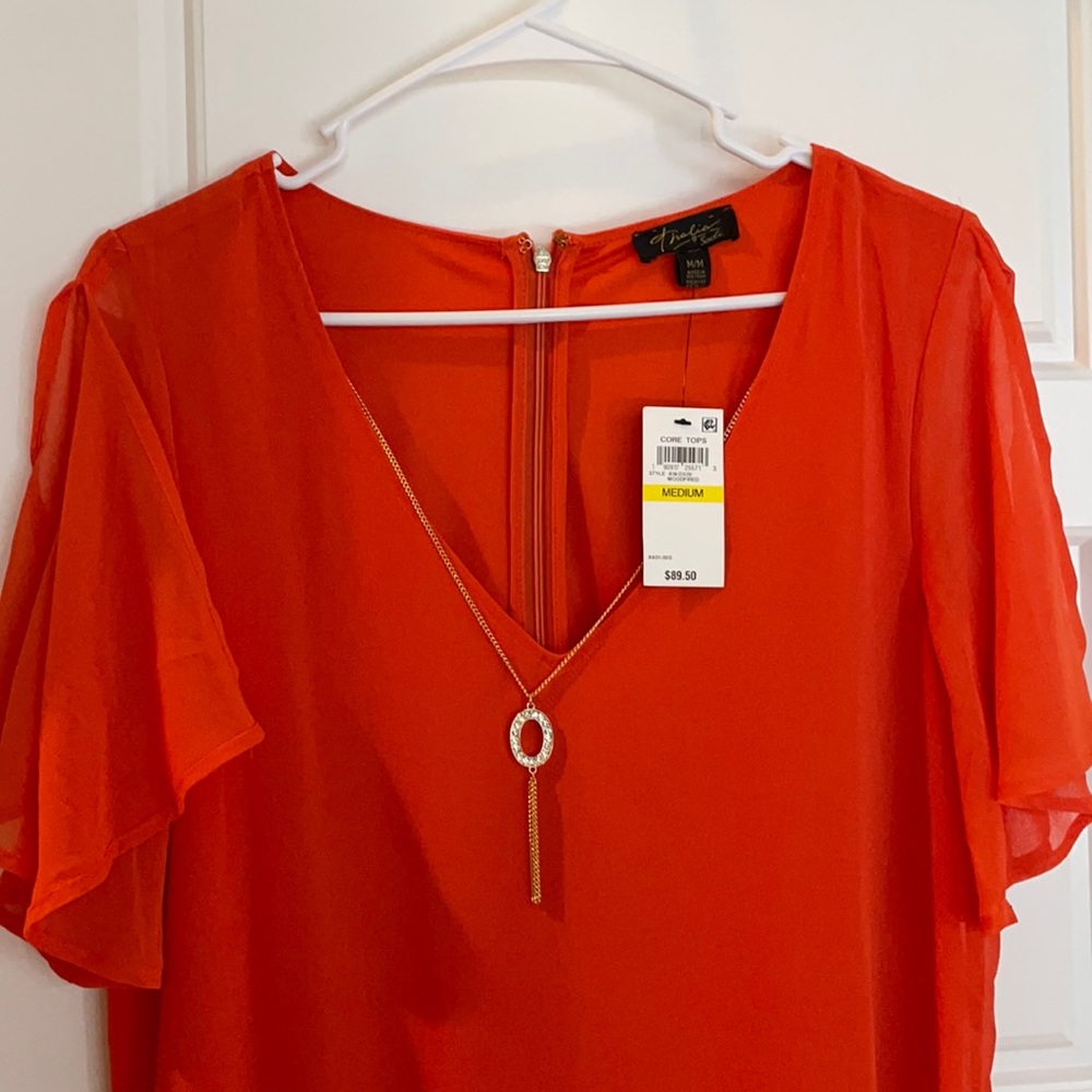 Medium. Thalia dress. NWT. Orange. Open sleeves.